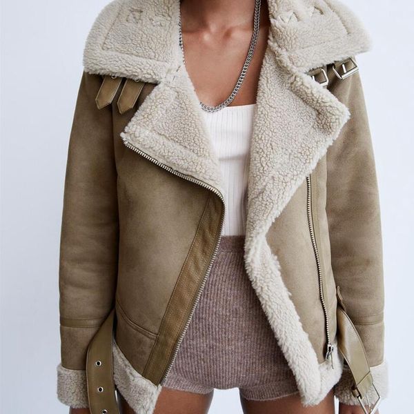 women's jackets 2021 fashion winter long sleeve fleece lined short jacket with full zip suede beige fur, Black;brown
women's jackets 2021 fashion winter long sleeve fleece lined short jacket with full zip suede beige fur, Black;brown