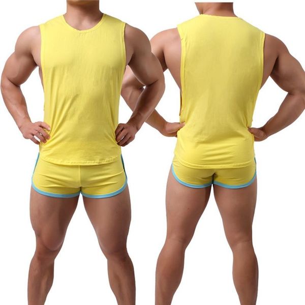men's tracksuits brand men low cut fashion loose sleeveless shirt & boxers sets undershirt vest home sleepwear casual suit, Gray
men's tracksuits brand men low cut fashion loose sleeveless shirt & boxers sets undershirt vest home sleepwear casual suit, Gray