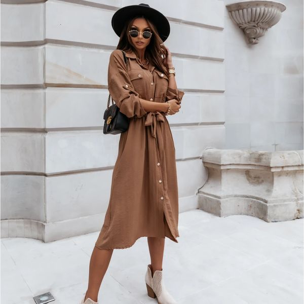 dresses women fashion shirt elegant turn-down collar long sleeve pocktes single buttons drawstring mid casual solid dress, Black;gray
dresses women fashion shirt elegant turn-down collar long sleeve pocktes single buttons drawstring mid casual solid dress, Black;gray