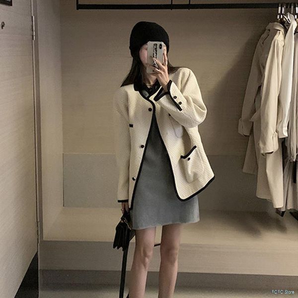 women's wool & blends 2021 autumn winter all-match single-breasted loose turn-down collar temperament thick solid short coat, Black
women's wool & blends 2021 autumn winter all-match single-breasted loose turn-down collar temperament thick solid short coat, Black