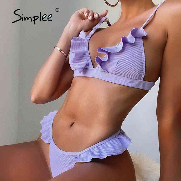 ribbed ruffle swimsuit women triangle micro bikini set low waist swimwear solid bathing suit elegant beachwear 210414, White;black
ribbed ruffle swimsuit women triangle micro bikini set low waist swimwear solid bathing suit elegant beachwear 210414, White;black
