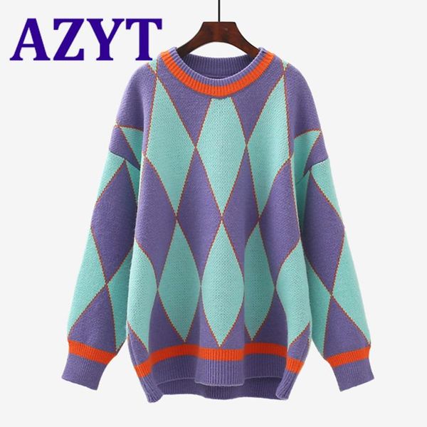 autumn winter women pullovers sweaters korean loose argyle striped knit jumpers sweater oversized knitwear 2021 women's, White;black
autumn winter women pullovers sweaters korean loose argyle striped knit jumpers sweater oversized knitwear 2021 women's, White;black