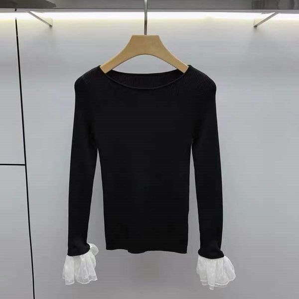women's sweaters black fashion women knitted sweater ladies mesh flare sleeve o-neck patchwork casual female slash neck pullover clothe, White;black
women's sweaters black fashion women knitted sweater ladies mesh flare sleeve o-neck patchwork casual female slash neck pullover clothe, White;black