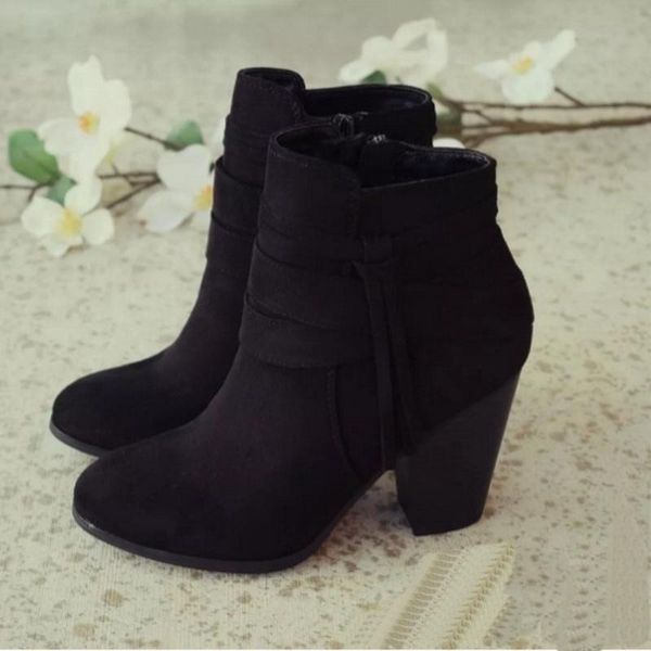 boots women's suede high-heeled shoes pointed ankle cross band tassel side zipper spring autumn thick heel size35-43, Black
boots women's suede high-heeled shoes pointed ankle cross band tassel side zipper spring autumn thick heel size35-43, Black