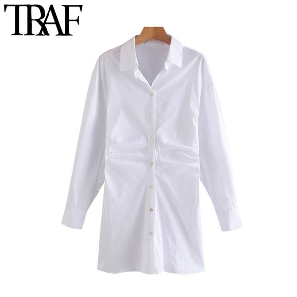 women chic fashion with draped poplin white mini dress vintage long sleeve button-up female dresses vestidos mujer 210507, Black;gray
women chic fashion with draped poplin white mini dress vintage long sleeve button-up female dresses vestidos mujer 210507, Black;gray