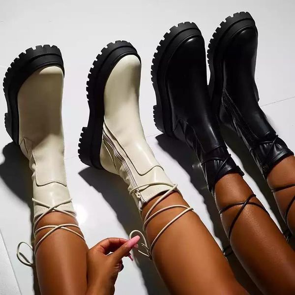 boots autumn winter women platform solid color female punk bandage lace-up non-slip shoes motorcycle, Black
boots autumn winter women platform solid color female punk bandage lace-up non-slip shoes motorcycle, Black