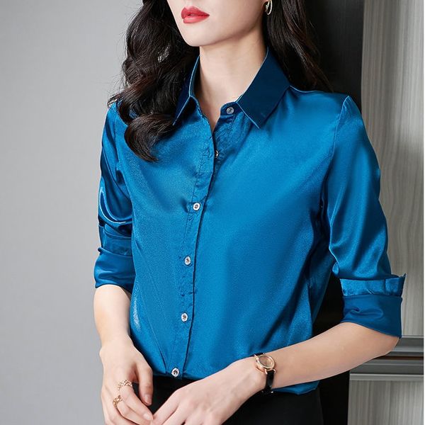 women's satin shirts long sleeve ol chiffon blouse loose v neck casual shirts silk blouses, White
women's satin shirts long sleeve ol chiffon blouse loose v neck casual shirts silk blouses, White