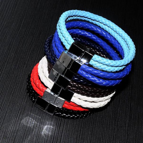 charm bracelets punk men black braided leather bracelet stainless steel magnetic buckle simple style fashion wristband male jewelry gifts, Golden;silver
charm bracelets punk men black braided leather bracelet stainless steel magnetic buckle simple style fashion wristband male jewelry gifts, Golden;silver