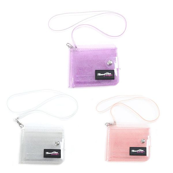 card holders 1pc id pack transparent pvc folding neck small wallet change, Brown;gray
card holders 1pc id pack transparent pvc folding neck small wallet change, Brown;gray