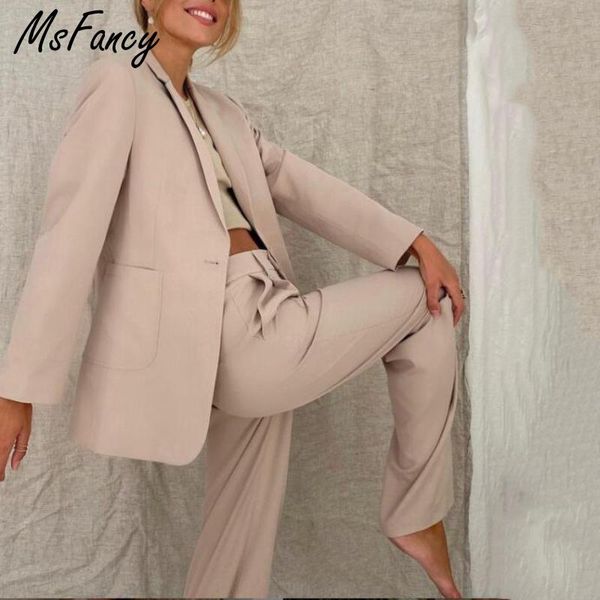 women's two piece pants msfancy blazer set women 2021 single breasted suit high waist wide leg trouser mujer elegant 2 sets, White
women's two piece pants msfancy blazer set women 2021 single breasted suit high waist wide leg trouser mujer elegant 2 sets, White