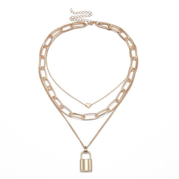 pendant necklaces punk hip hop exaggerated thick chain necklace for women multi-layer with heart and lock, Silver
pendant necklaces punk hip hop exaggerated thick chain necklace for women multi-layer with heart and lock, Silver