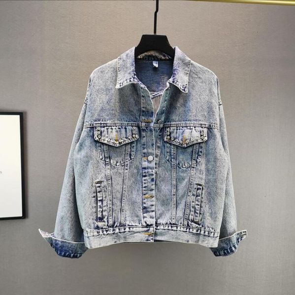 women's jackets 2021 spring and autumn clothing large size loose thin heavy industry rhinestone fringed long-sleeved denim jacket women, Black;brown 
women's jackets 2021 spring and autumn clothing large size loose thin heavy industry rhinestone fringed long-sleeved denim jacket women, Black;brown