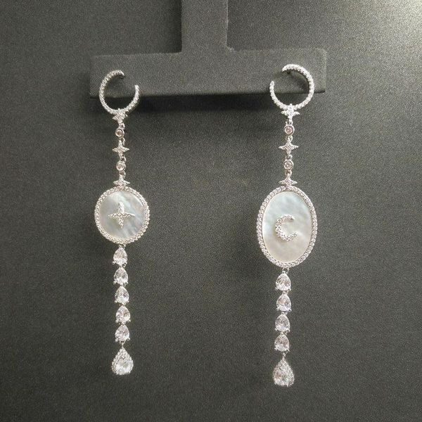 stud s925 sterling silver earrings star and moon mother shell female asymmetric white crystal diamond moroccan jewelry, Golden;silver 
stud s925 sterling silver earrings star and moon mother shell female asymmetric white crystal diamond moroccan jewelry, Golden;silver