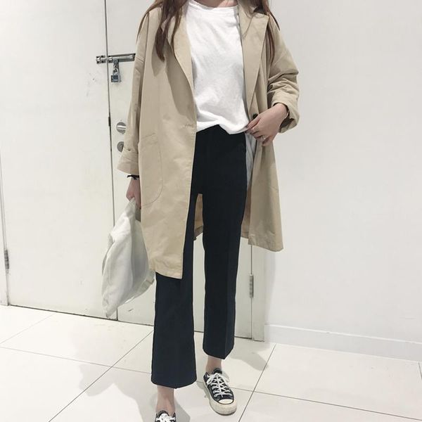 women's trench coats 2021 spring and autumn fashion temperament long loose windbreaker jacket, Tan;black
women's trench coats 2021 spring and autumn fashion temperament long loose windbreaker jacket, Tan;black