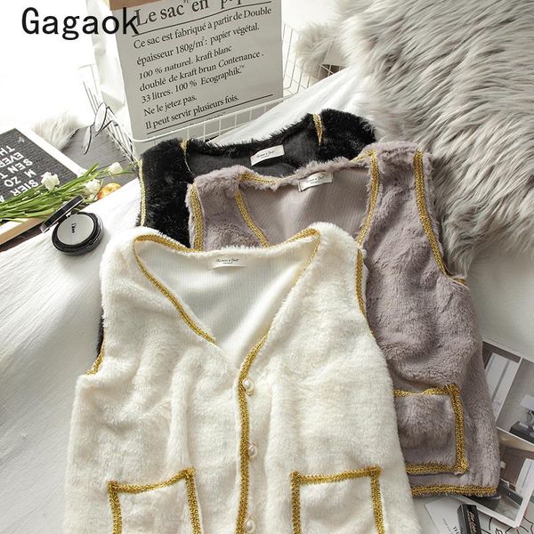 women's vests gagaok korean women thick plush vest 2021 winter office lady solid button v-neck pockets chic outwear warm k4139, Black;white
women's vests gagaok korean women thick plush vest 2021 winter office lady solid button v-neck pockets chic outwear warm k4139, Black;white