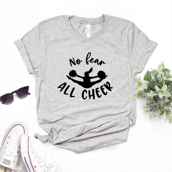 and women no fear men all womens cheer dancer print short sleeve o neck ladies causal tee, White;black
and women no fear men all womens cheer dancer print short sleeve o neck ladies causal tee, White;black