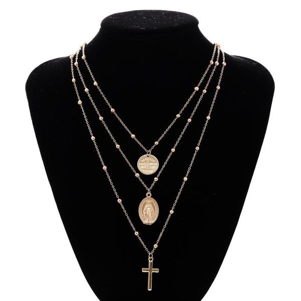 pendant necklaces cross virgin mary goodness round coin multi-layer women necklace beads chain link anniversary jewelry gift, Silver
pendant necklaces cross virgin mary goodness round coin multi-layer women necklace beads chain link anniversary jewelry gift, Silver