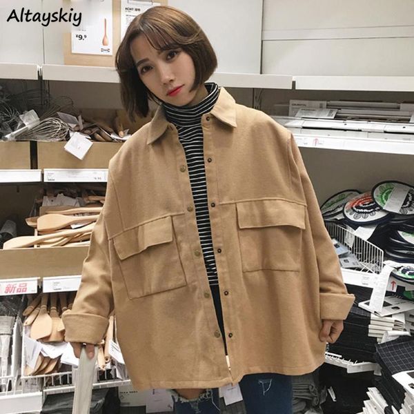 jackets women solid simple all-match turn-down collar leisure korean jacket womens ulzzang bf loose students basic trendy coat women's, Black;brown
jackets women solid simple all-match turn-down collar leisure korean jacket womens ulzzang bf loose students basic trendy coat women's, Black;brown