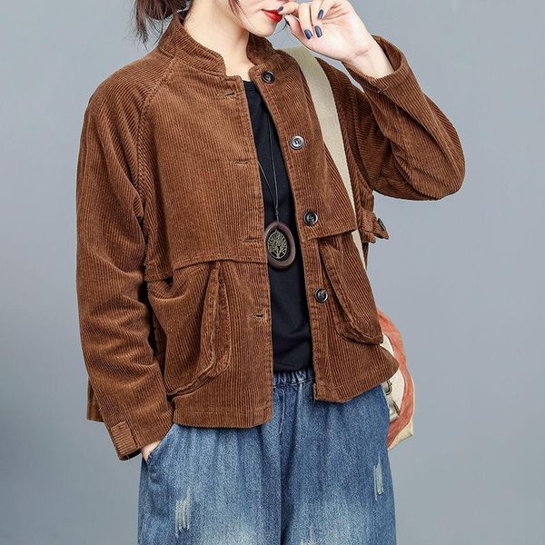 women's jackets women 2021 spring autumn vintage long sleeve corduroy short jacket female button pocket coat ladies casual loose outerw, Black;brown
women's jackets women 2021 spring autumn vintage long sleeve corduroy short jacket female button pocket coat ladies casual loose outerw, Black;brown