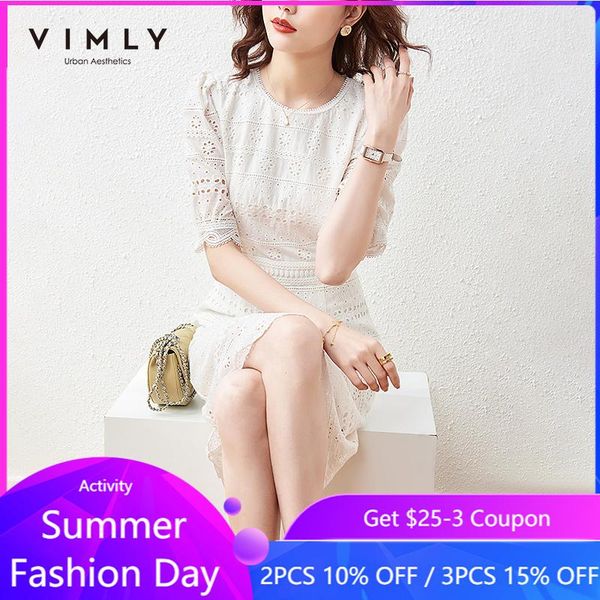 casual dresses vimly summer women white elegant round neck hollow out vintage dress puff sleeve high waist aline female f7070, Black;gray
casual dresses vimly summer women white elegant round neck hollow out vintage dress puff sleeve high waist aline female f7070, Black;gray