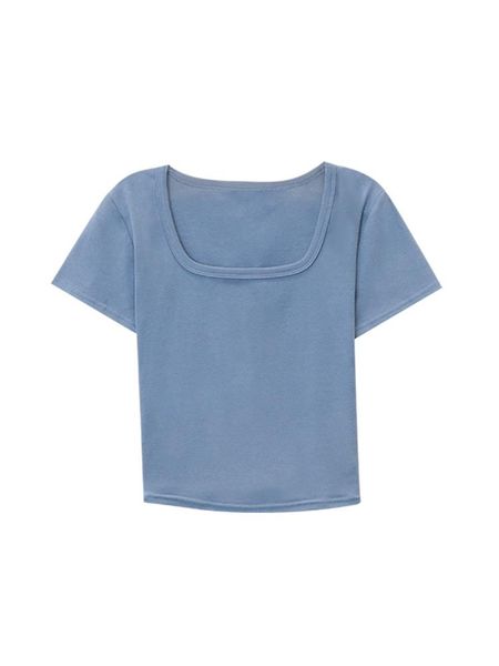 women's t-shirt square collar cotton short sleeve 2021 summer solid color slim clothes girl fashion t shirt tshirt, White
women's t-shirt square collar cotton short sleeve 2021 summer solid color slim clothes girl fashion t shirt tshirt, White