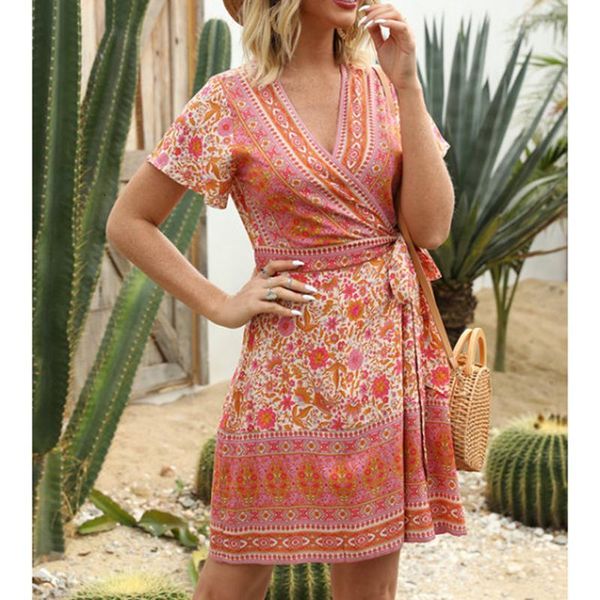 party dresses floral printed rayon mini dress women boho v-neck wrap sashes short summer casual ruffles hippie chic beach tjx5, White;black
party dresses floral printed rayon mini dress women boho v-neck wrap sashes short summer casual ruffles hippie chic beach tjx5, White;black