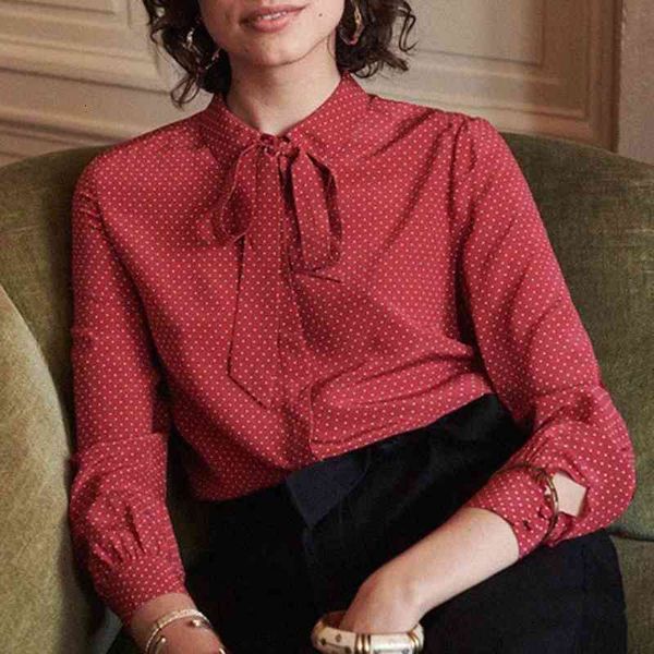 women's blouses & shirts polka dot silk shirt women spring casual long sleeve ribbon draping sense elegant red blouse vintage chic, White
women's blouses & shirts polka dot silk shirt women spring casual long sleeve ribbon draping sense elegant red blouse vintage chic, White