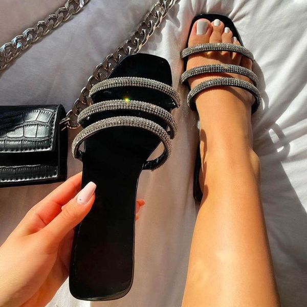 summer women's fashion casual open toe rhinestone crystal flat slippers beach party club shoes sandals sandalias de mujer#35, Black
summer women's fashion casual open toe rhinestone crystal flat slippers beach party club shoes sandals sandalias de mujer#35, Black
