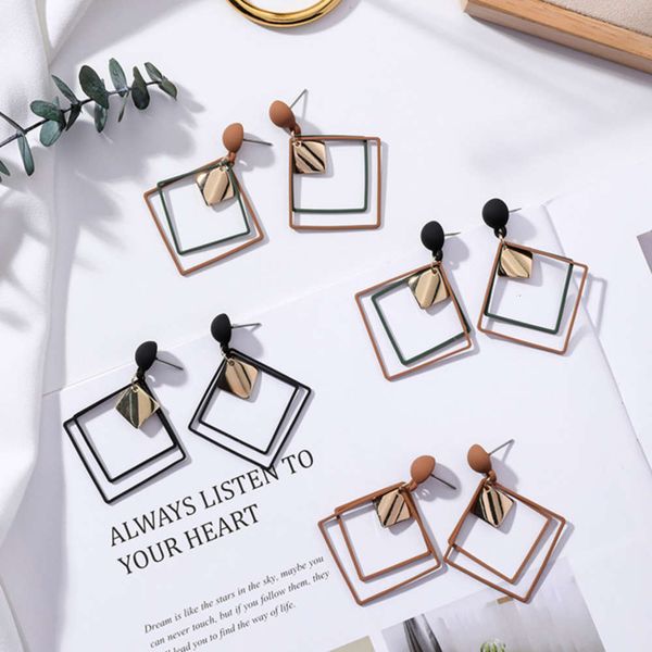 personality exaggeration women's frosted square double layer geometry long earrings korean temperament ear jewelry trendsetter, Black
personality exaggeration women's frosted square double layer geometry long earrings korean temperament ear jewelry trendsetter, Black