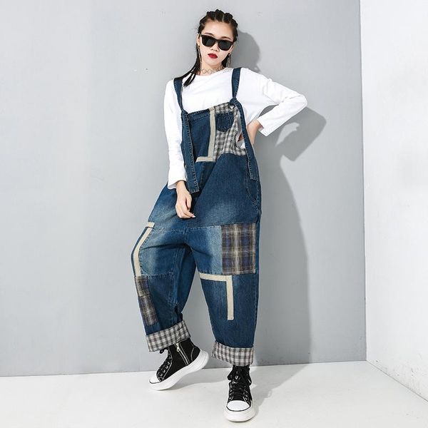 women's pants & capris high waist blue plaid split long denim overalls trousers loose fit women fashion tide spring utumn 2021 1884, Black;white
women's pants & capris high waist blue plaid split long denim overalls trousers loose fit women fashion tide spring utumn 2021 1884, Black;white