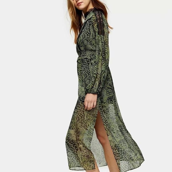 casual dresses spring and summer women's printed high-neck long-sleeved lace dress vestidos, Black;gray
casual dresses spring and summer women's printed high-neck long-sleeved lace dress vestidos, Black;gray