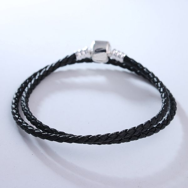 black color leather women men classic signature clasp silver 925 jewelry braided rope charms bracelets diy making
black color leather women men classic signature clasp silver 925 jewelry braided rope charms bracelets diy making