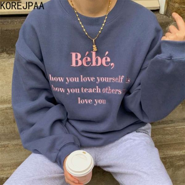korejpaa chic letter embroidery sweatshirt women autumn simple korea fashion ladies o-neck long sleeve loose casual 210928, Black
korejpaa chic letter embroidery sweatshirt women autumn simple korea fashion ladies o-neck long sleeve loose casual 210928, Black