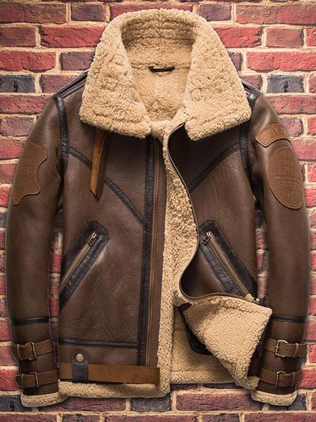 men's leather & faux 2021 mens b3 sheepskin shearling jacket brown motorcycle hunting fur coat short bomber, Black
men's leather & faux 2021 mens b3 sheepskin shearling jacket brown motorcycle hunting fur coat short bomber, Black