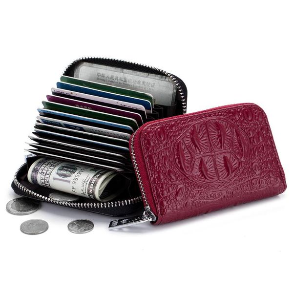 card holders crocodile holder genuine leather organizer business travel bag for women men cowhide zipper small wallet, Brown;gray
card holders crocodile holder genuine leather organizer business travel bag for women men cowhide zipper small wallet, Brown;gray