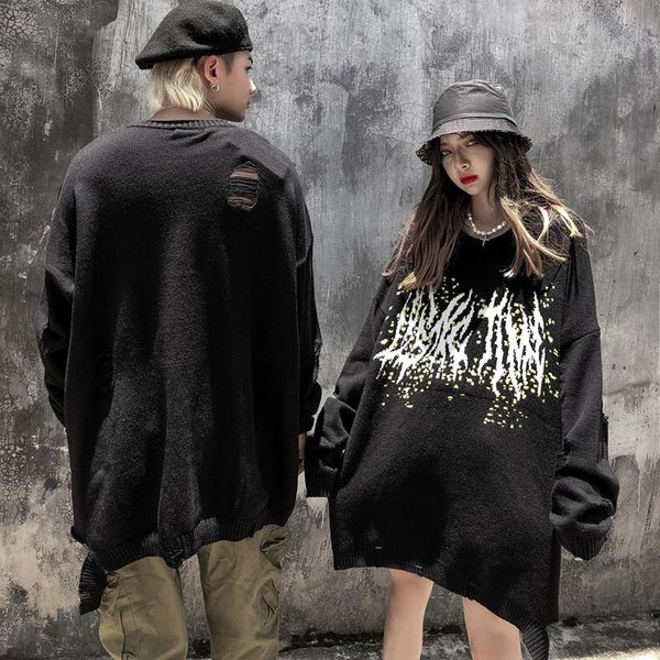 men's sweaters original hole round neck oversize sweater mens pullover streetwear loose casual knitted harajuku hip hop clothing, White;black
men's sweaters original hole round neck oversize sweater mens pullover streetwear loose casual knitted harajuku hip hop clothing, White;black