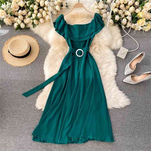 fashion women a-line dress sweet double ruffle slash neck slim solid color holiday vestidos q630 210527, Black;gray
fashion women a-line dress sweet double ruffle slash neck slim solid color holiday vestidos q630 210527, Black;gray