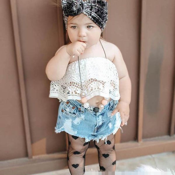 kids clothing sets girls outfits baby clothes children suits summer wear lace bra denim hole shorts pants 2pcs b7598, White
kids clothing sets girls outfits baby clothes children suits summer wear lace bra denim hole shorts pants 2pcs b7598, White