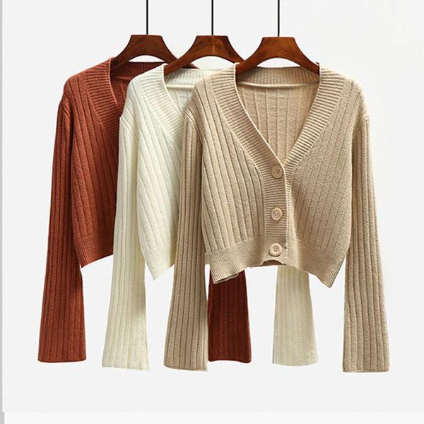 women's knits & tees 2021 autumn winter cardigan flare sleeve short sweater women ribbed knitted cotton black white ladies soft outwea
women's knits & tees 2021 autumn winter cardigan flare sleeve short sweater women ribbed knitted cotton black white ladies soft outwea