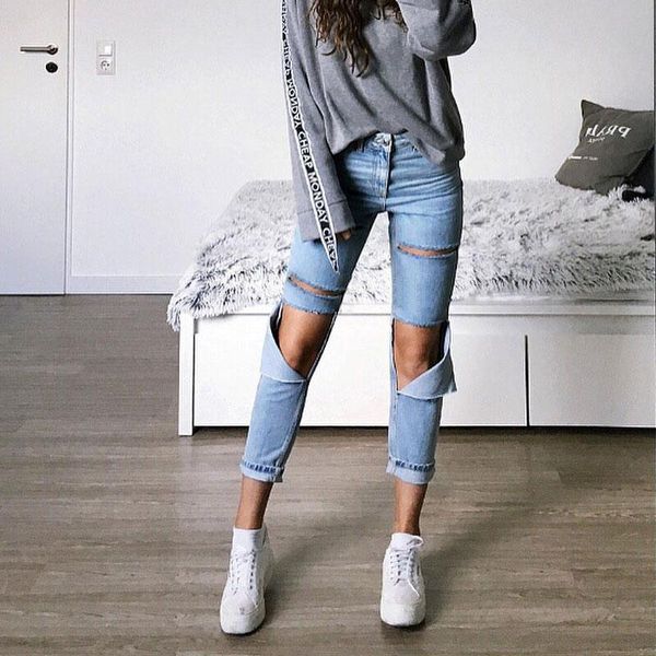 women's jeans 2021 spring and summer high waist loose straight women denim pants knee holes washed street style ripped for, Blue
women's jeans 2021 spring and summer high waist loose straight women denim pants knee holes washed street style ripped for, Blue