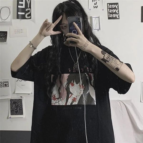 women's t-shirt anime fashion cute aesthetic black tee satantic gothic clothes shirt y2k graphic kawaii, White
women's t-shirt anime fashion cute aesthetic black tee satantic gothic clothes shirt y2k graphic kawaii, White