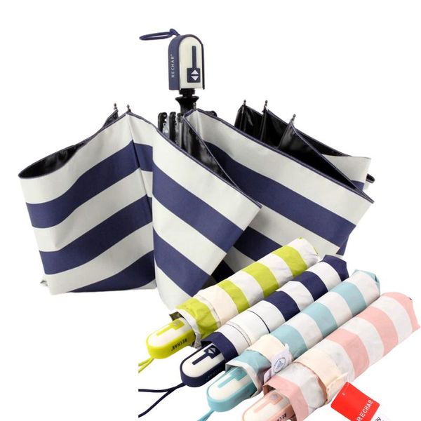 umbrellas fully automatic umbrella rain woman man sunny black coating folding sun navy stripes parasol 2021
umbrellas fully automatic umbrella rain woman man sunny black coating folding sun navy stripes parasol 2021