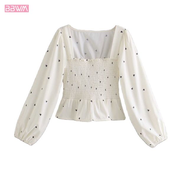 long sleeve square collar peach heart print spring sweet small floral pleated short t-shirt vintage fashion slim female 210507, White
long sleeve square collar peach heart print spring sweet small floral pleated short t-shirt vintage fashion slim female 210507, White