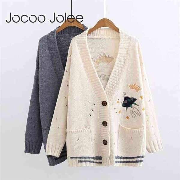 women autumn winter fashion embroidery cardigans casual harajuku knitted coats single breasted sweater jackets 210416, White;black
women autumn winter fashion embroidery cardigans casual harajuku knitted coats single breasted sweater jackets 210416, White;black