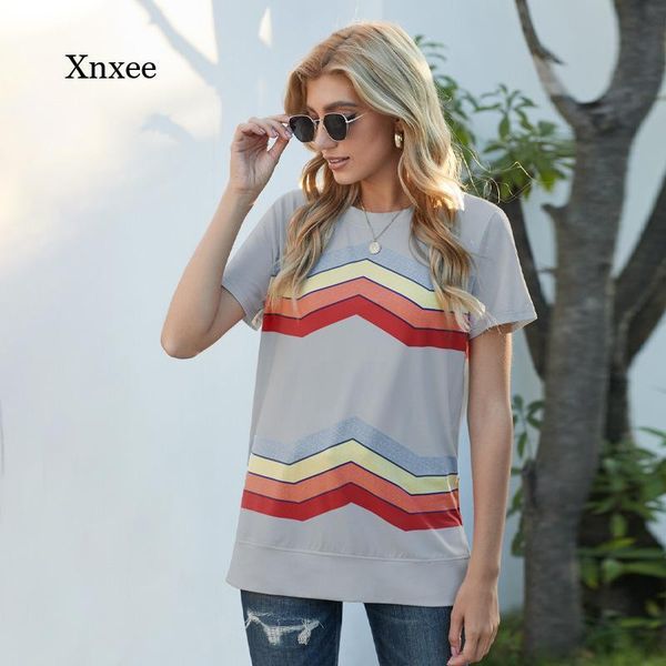 women's t-shirt 2021 summer short sleeve casual tee grain fashion women plus size loose shirts pullover daily clothing, White