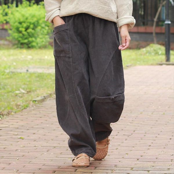 wide leg elastic waist women pants spring loose brief pockets trouser 6 colour corduroy vintage, Black;white
wide leg elastic waist women pants spring loose brief pockets trouser 6 colour corduroy vintage, Black;white