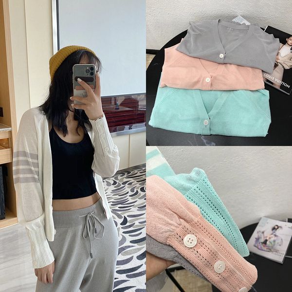 tb four bar anti hollowing knitted cardigan short 21 early spring new pink green versatile air conditioning shirt, White
tb four bar anti hollowing knitted cardigan short 21 early spring new pink green versatile air conditioning shirt, White