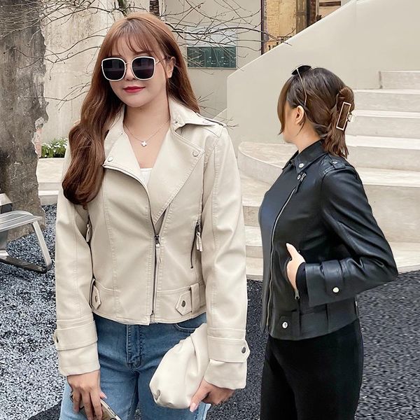 women's leather & faux pu jacket women spring autumn 2021 long sleeve moto biker ladies high street loose female wear clothes, Black
women's leather & faux pu jacket women spring autumn 2021 long sleeve moto biker ladies high street loose female wear clothes, Black