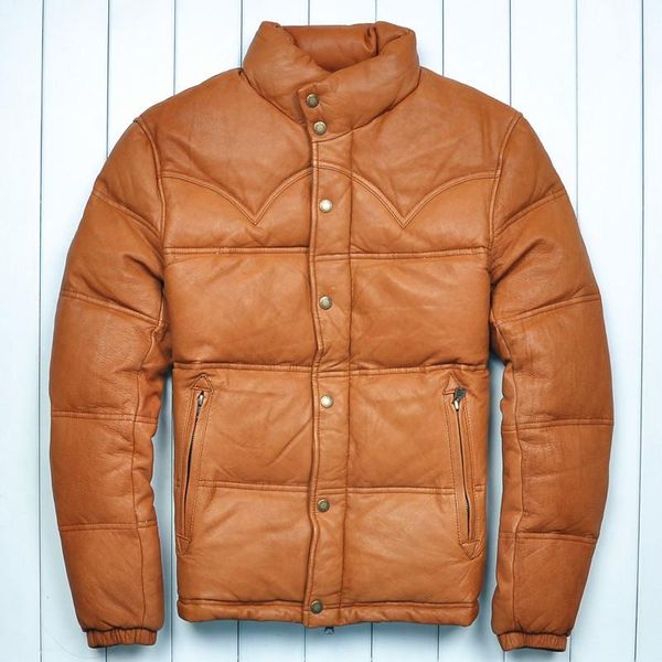 men's leather & faux genuine jacket men vintage goatskin mens duck down winter coat plus size jaqueta de couro 250811 yy882, Black
men's leather & faux genuine jacket men vintage goatskin mens duck down winter coat plus size jaqueta de couro 250811 yy882, Black