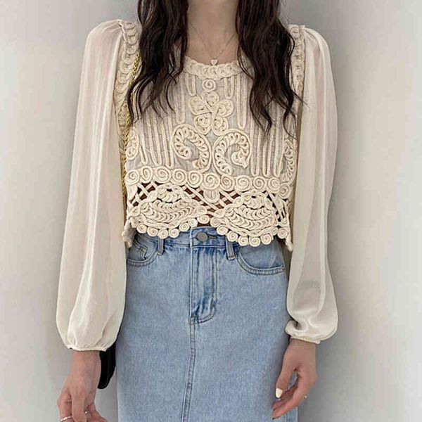 women hollow out lace patchwork blouse o-neck long puff sleeve loose fit shirt fashion spring summer 16f0803 210510, White
women hollow out lace patchwork blouse o-neck long puff sleeve loose fit shirt fashion spring summer 16f0803 210510, White